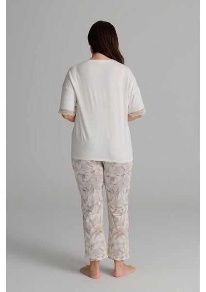 Kadın Plus Size Viskon Kısa Kollu Uzun Pijama Takımı fırsatları