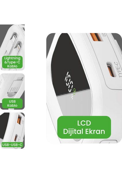 Samsung S21 / S22 / S22 Ultra / S23 / S23 Ultra / S24 / S24 Ultra / S25 Uyumlu 13.000 Mah 45W Powerbank modelleri