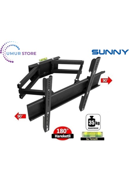 Sunny SN55FMN601 55" Uydu Alıcılı 4K Ultra Hd Google Smart 32”- 55” Çift Kollu Hareketli LCD LED Tv Askı Aparatı