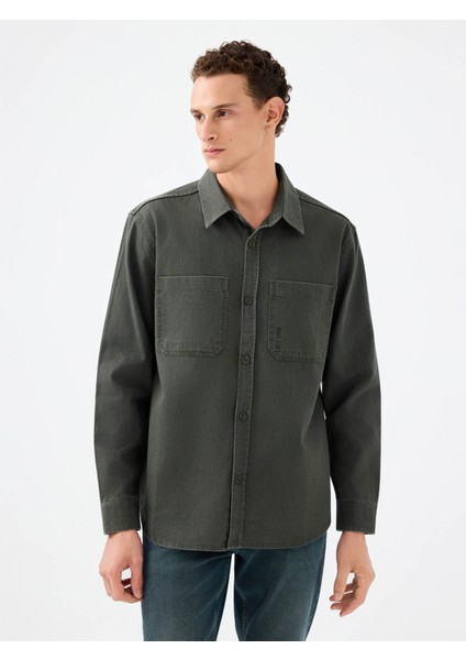 Relax Fit Haki Erkek Gömlek LF2040989