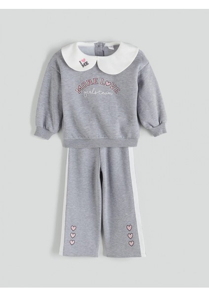 Lcw Kids Gri Bebe Yaka Kız Çocuk Sweatshirt ve Eşofman Altı