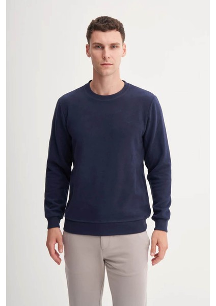 Slim Fit Pamuk Karışımlı Selanik Örgü Lacivert Erkek Sweatshirt 56400 fiyatları