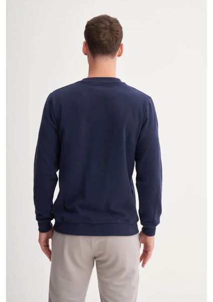 Slim Fit Pamuk Karışımlı Selanik Örgü Lacivert Erkek Sweatshirt 56400 modelleri