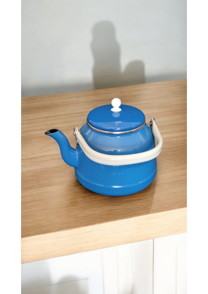 Mavi Emaye Kahve Bitki Çay Demlik Çaydanlık 3.5 Litre Nostalji Kamp Vintage