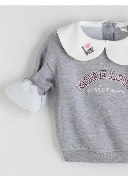 Lcw Kids Gri Bebe Yaka Kız Çocuk Sweatshirt ve Eşofman Altı modelleri