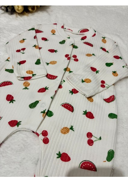 Tuembaby %100 Pamuk Meyve Baskılı Uzun Kollu Çıtçıtlı Unisex Bebek Tulum modelleri
