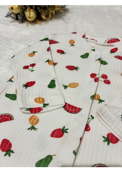Tuembaby %100 Pamuk Meyve Baskılı Uzun Kollu Çıtçıtlı Unisex Bebek Tulum fırsatları