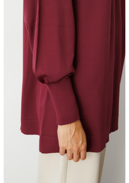 Premium Rayon Balon Kol Mürdüm Triko Kazak indirimleri