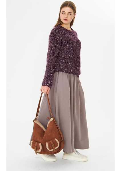 Gabardin Uzun Kloş Etek Gri fiyatları