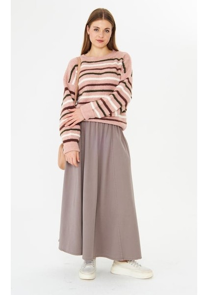 Gabardin Uzun Kloş Etek Gri fırsatları