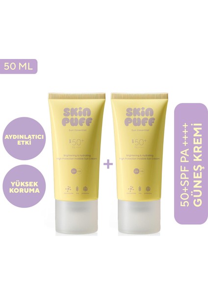 Sun Essential Spf 50+ Pa++++ Aydınlatıcı ve Nemlendirici Yüksek Koruma Güneş Kremi - 2'li Paket