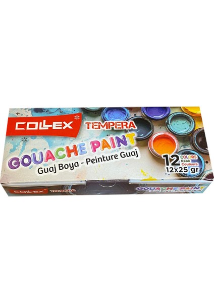 Collex Guaj Boya 12 Renk Karton Kutuda 25 ml 6228