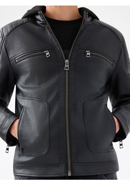 Siyah Erkek Deri Mont LF2040821 indirimleri