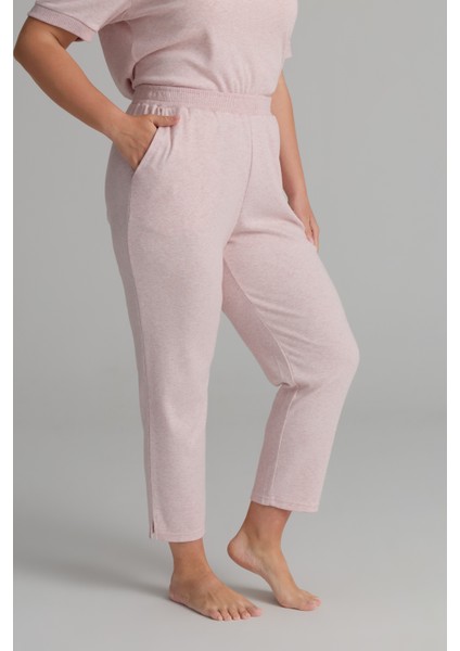 Kadın Plus Size Pamuklu Örme Kısa Kollu T-Shirt Pantolon Takım fırsatları