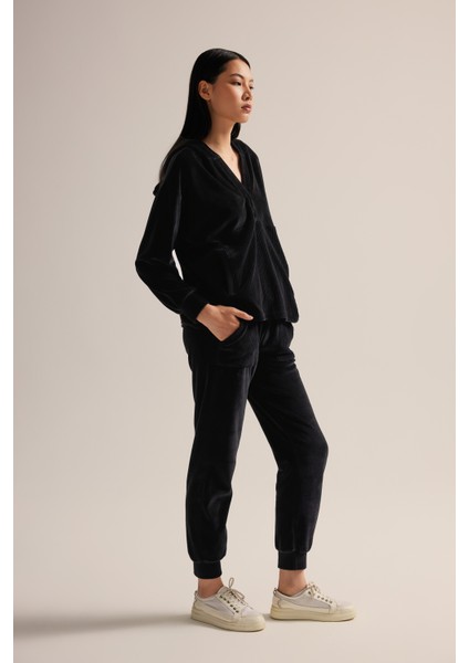 Kadın Pamuklu Kadife Cepli Eşofman Altı modelleri