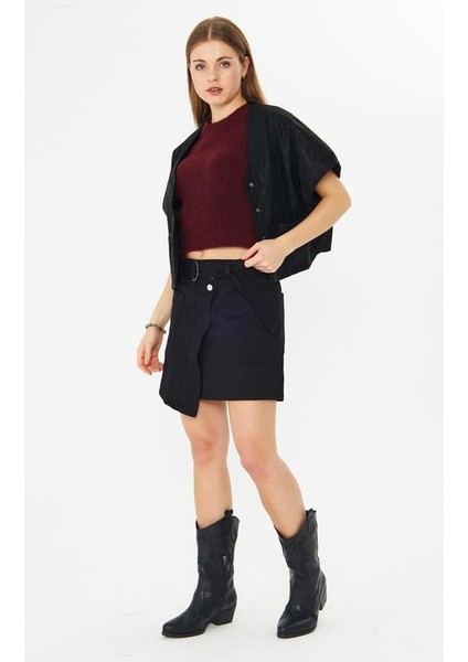 Kemerli Gabardin Etek Siyah fiyatları