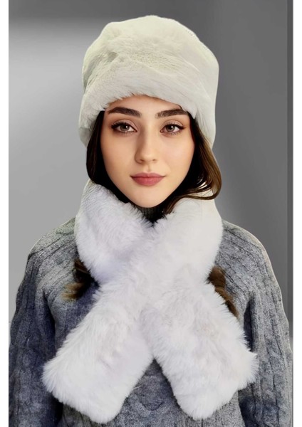 Kadın Vegan Kürk Kalpak-Atkı Set modelleri
