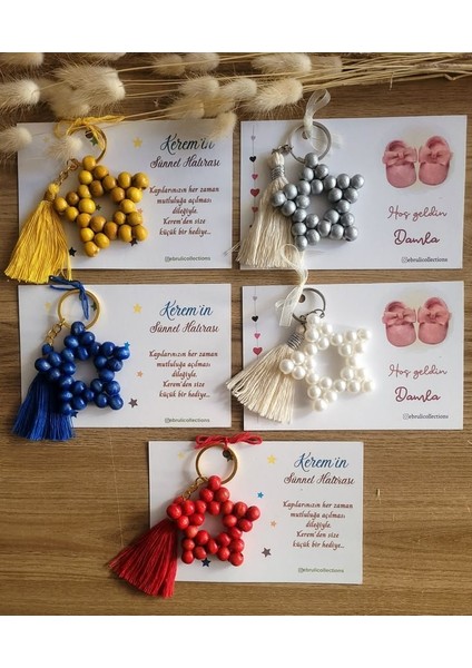 Ahsap Boncuk Yıldız Anahtarlık Düğün Nişan Kına Hediyelik Sünnet Günü Bride To Be Özel Günler(15 Adet)