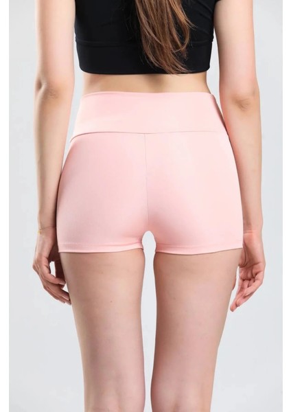 Kadın Toparlayıcı Dalgıç Kumaş Yüksek Bel Likralı Şort Sıkılaştırıcı Kısa Spor Tayt