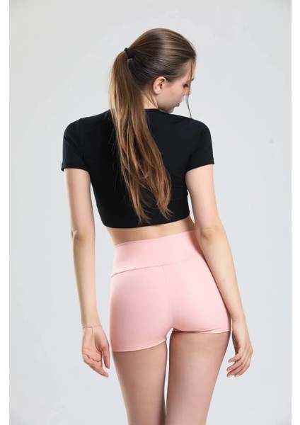 Kadın Toparlayıcı Dalgıç Kumaş Yüksek Bel Likralı Şort Sıkılaştırıcı Kısa Spor Tayt