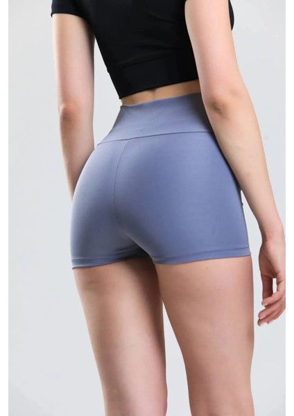 Kadın Toparlayıcı Dalgıç Kumaş Yüksek Bel Likralı Şort Sıkılaştırıcı Kısa Spor Tayt