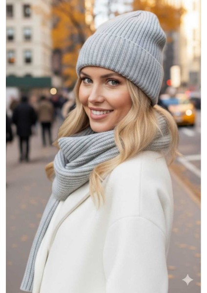 Kadın Tiftik Yün 2'li Atkı Bere Takımı Kalın Fitilli Triko Kışlık Set fiyatları