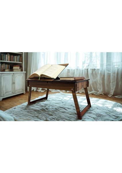 Ahşap Laptop & Kitap Sehpası Çok Amaçlı Çalışma ve Okuma Masası