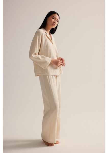 Kadın Dokuma Uzun Kollu Gömlek Pantolon Takım fiyatları