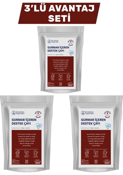 Bio Gurmar Içeren Destek Çayı 3X30'LU Avantaj Paketi