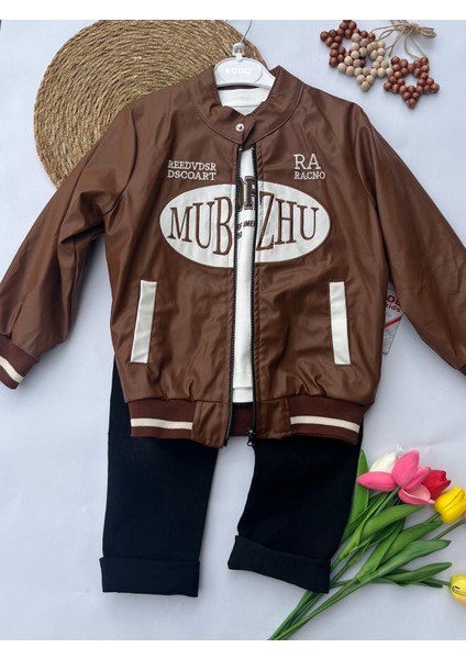 Deri Ceketli Takım Erkek Çocuk