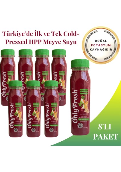 Pancar & Zencefil Taze 100% Karışık Meyve ve Sebze Suyu 250 ml x 8 Adet