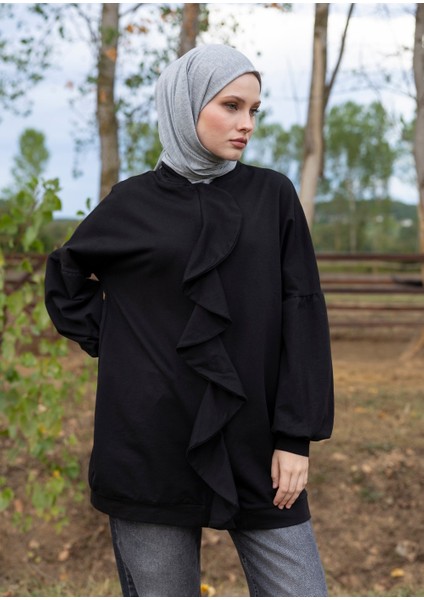 Tesettür Eşofman Üstü - Fırfır