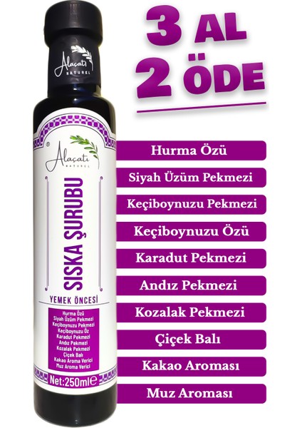 Sağlıklı Kilo Aldırıcı Muz ve Kakao Aromalı Zengin İçerikli Doğal Sıska Şurubu 250 ml