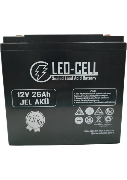 Leo-Cell 12V 26 Ah Japon Teknolojisi 7 kg Elektrikli Motorsiklet Aküsü (2025 Üretimi)