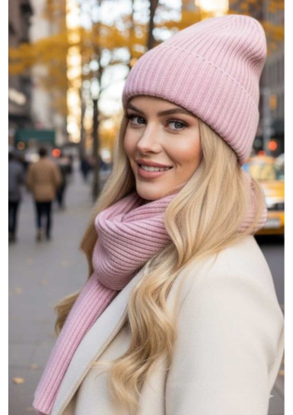 Kadın Tiftik Yün 2'li Atkı Bere Takımı Kalın Fitilli Triko Kışlık Set fiyatları