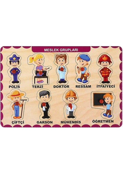 Ahşap Tutmalı Eğitici Yapboz Meslekler