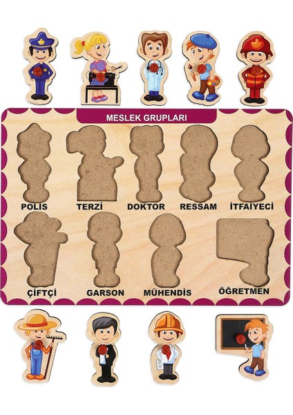 Ahşap Tutmalı Eğitici Yapboz Meslekler fiyatları