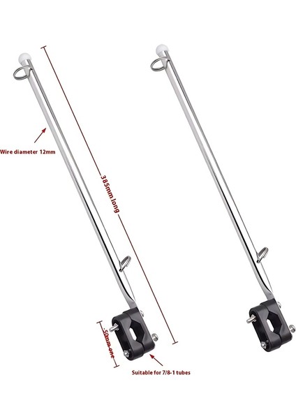 Tekne Bayrak Direği, Vardavela Montaj,paslanmaz, Çelik Malzeme, 38.5 cm