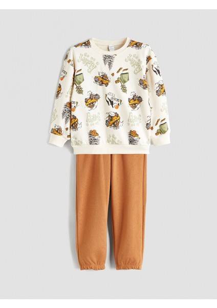 Lcw Kids Bej Baskılı Erkek Çocuk Sweatshirt ve Eşofman Alt 2'li