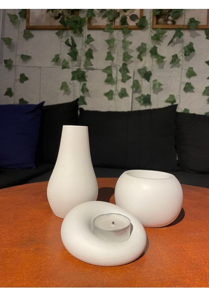 Minimalist Tasarım 3 Parça Vazo Mumluk Seti | Dekoratif El Yapımı Ev Aksesuarı fiyatları