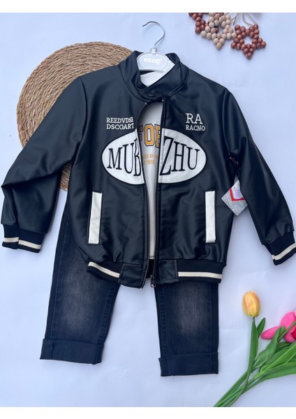 Deri Ceketli Takım Erkek Çocuk