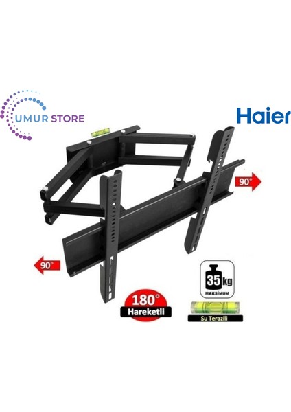 K80 Series H50K800UX 50” 4K UHD Hdr Direct 32”- 55” Çift Kollu Hareketli LCD LED Tv Askı Aparatı