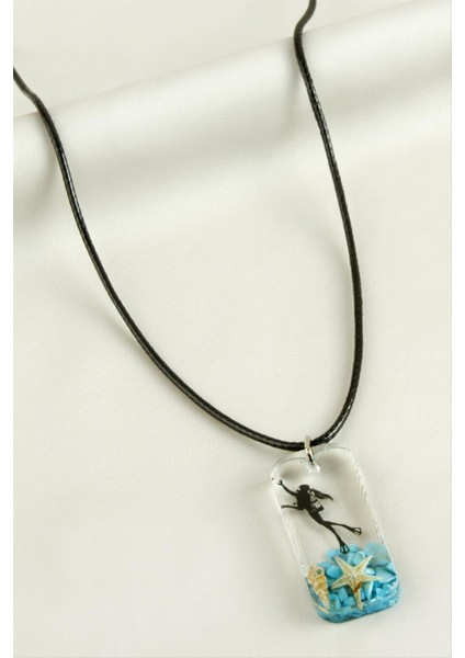 Depomix Deniz Kızı Dikdörtgen Epoksi Kolye-Mavi modelleri