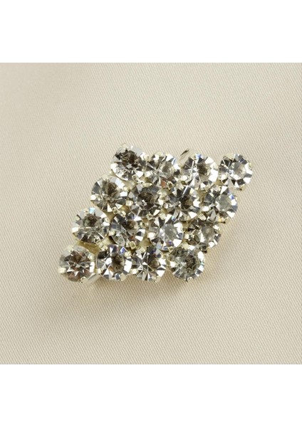 Depomix Zikzak Taşlı Broş-Gümüş Rengi