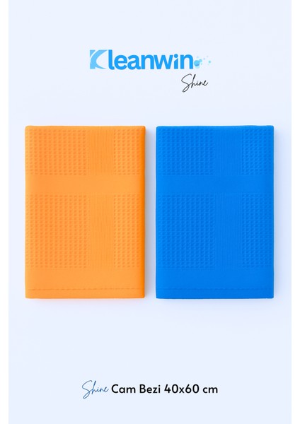 Shine 2’li 40X60CM Mikrofiber Cam Bezi Seti – Mavi ve Turuncu, Ev ve Araç Cam Temizlik Bezi fiyatları