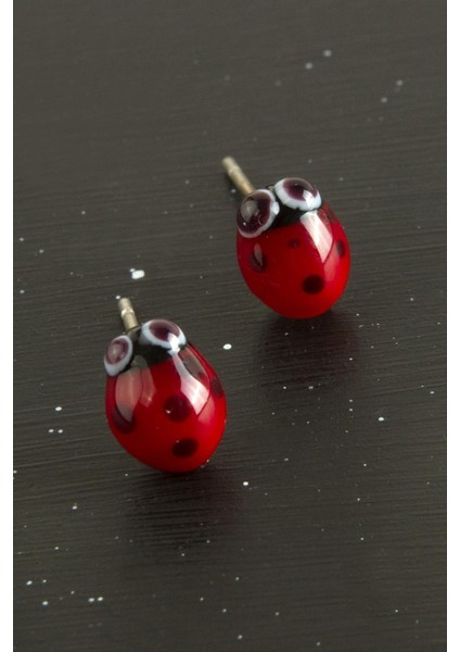 Depomix Uğur Böceği Cam Küpe-Kırmızı modelleri