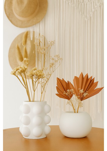 El Yapımı Modern Tasarım 2'li Bubble Vazo Seti - Dekoratif Ev Aksesuarı