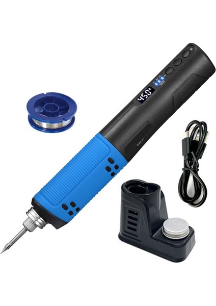Taşınabilir USB Kablosuz Elektrikli Havalandırma Demir LED Dijital Ekran Lehim Kalemi Şarj Edilebilir Lehim Araç Mavi (Yurt Dışından)