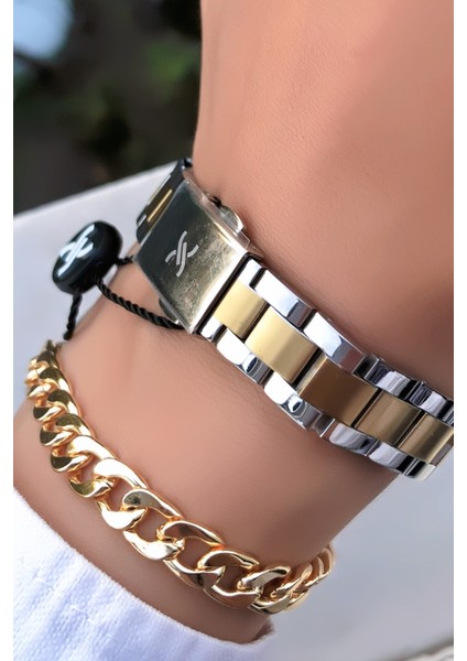 Orijinal Çelik Kordon Kadın Kol Saati 3 Atm Su Geçirmezlik Gold Gümüş Renk Bileklik Hediyeli DK584C4 fırsatları