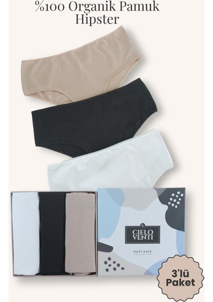Must Have | 3'lü Organik Pamuk Hipster Külot